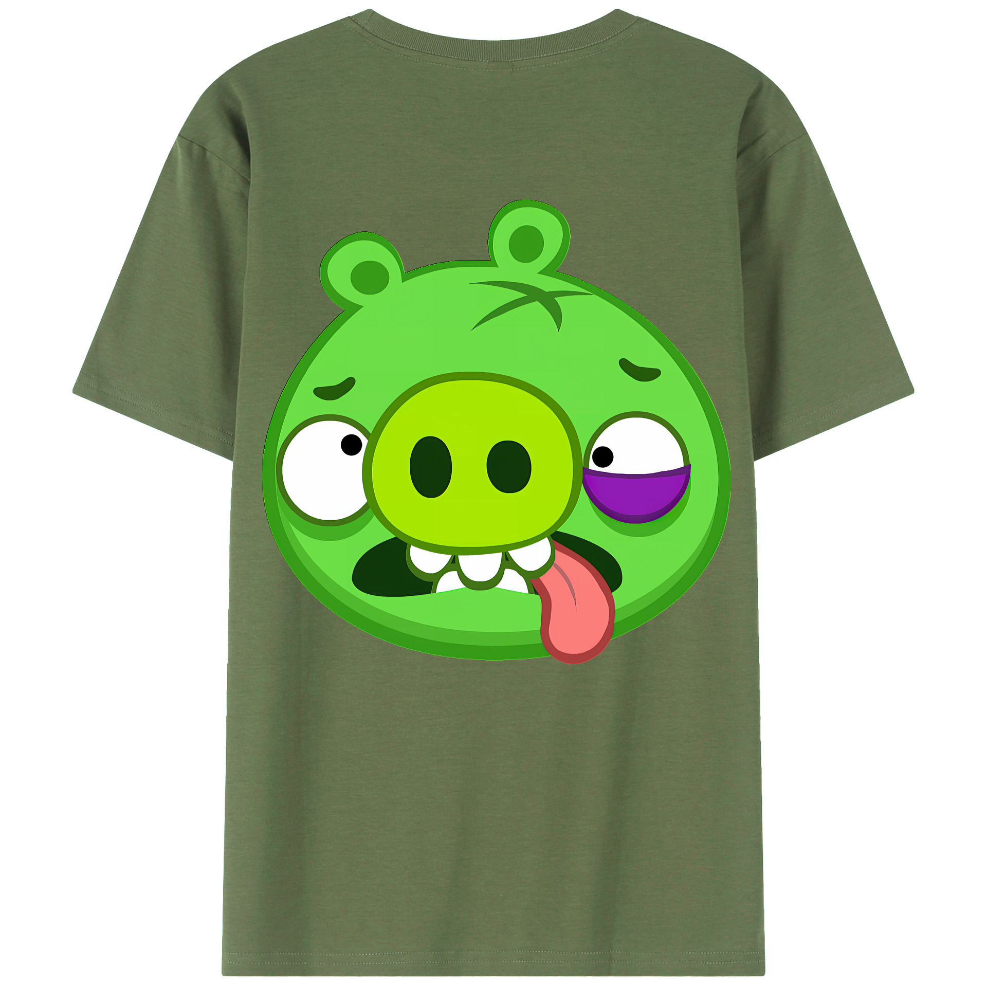 （画像用） Angry Birds アングリーバード 綿100％ メンズ半袖Tシャツ（バックプリント） 通気性
